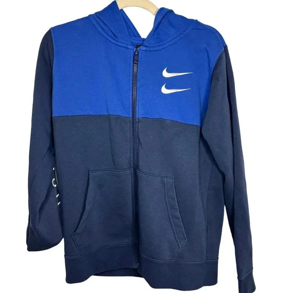Nike Swoosh Full Zip Hoodie Size XL Standard Fit Sweatshirt Athletic Blue - Picture 1 of 8
